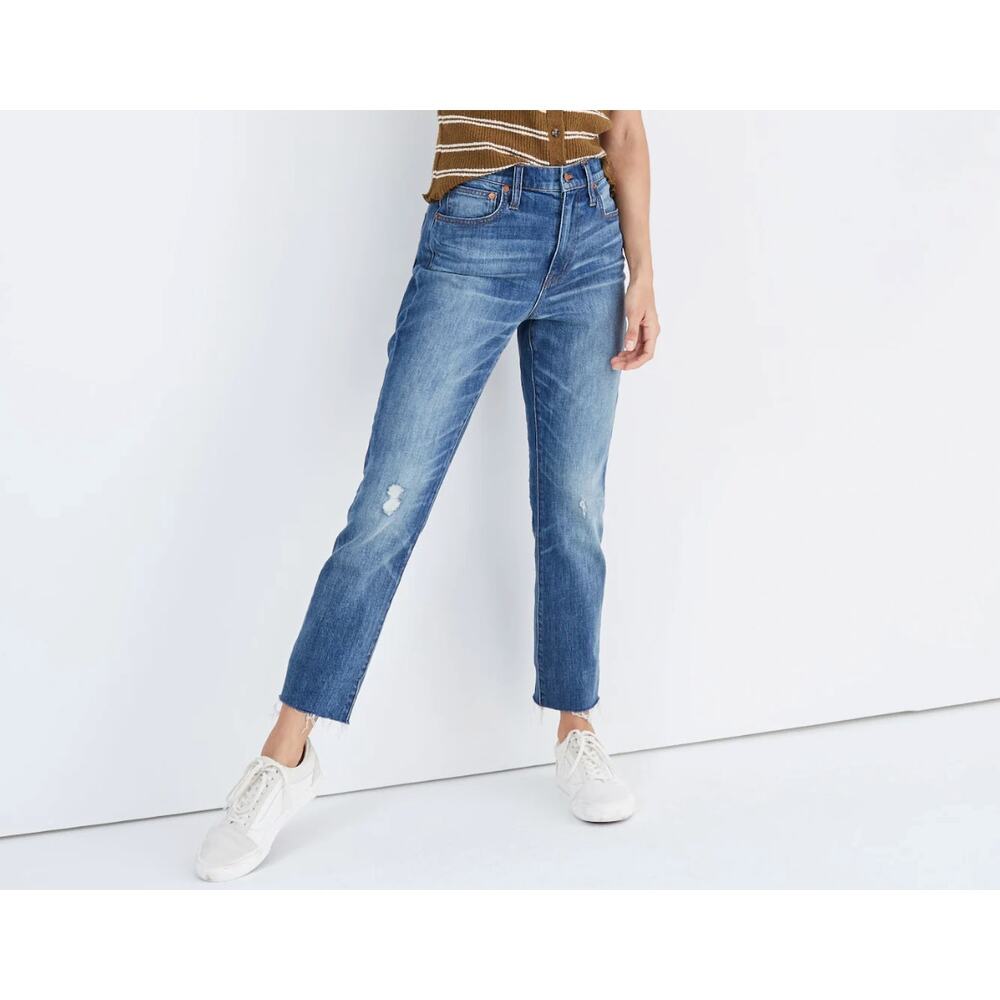 Madewell Distressed High-Rise Slim Crop‎ Boyjean – Blue Denim – Size 26